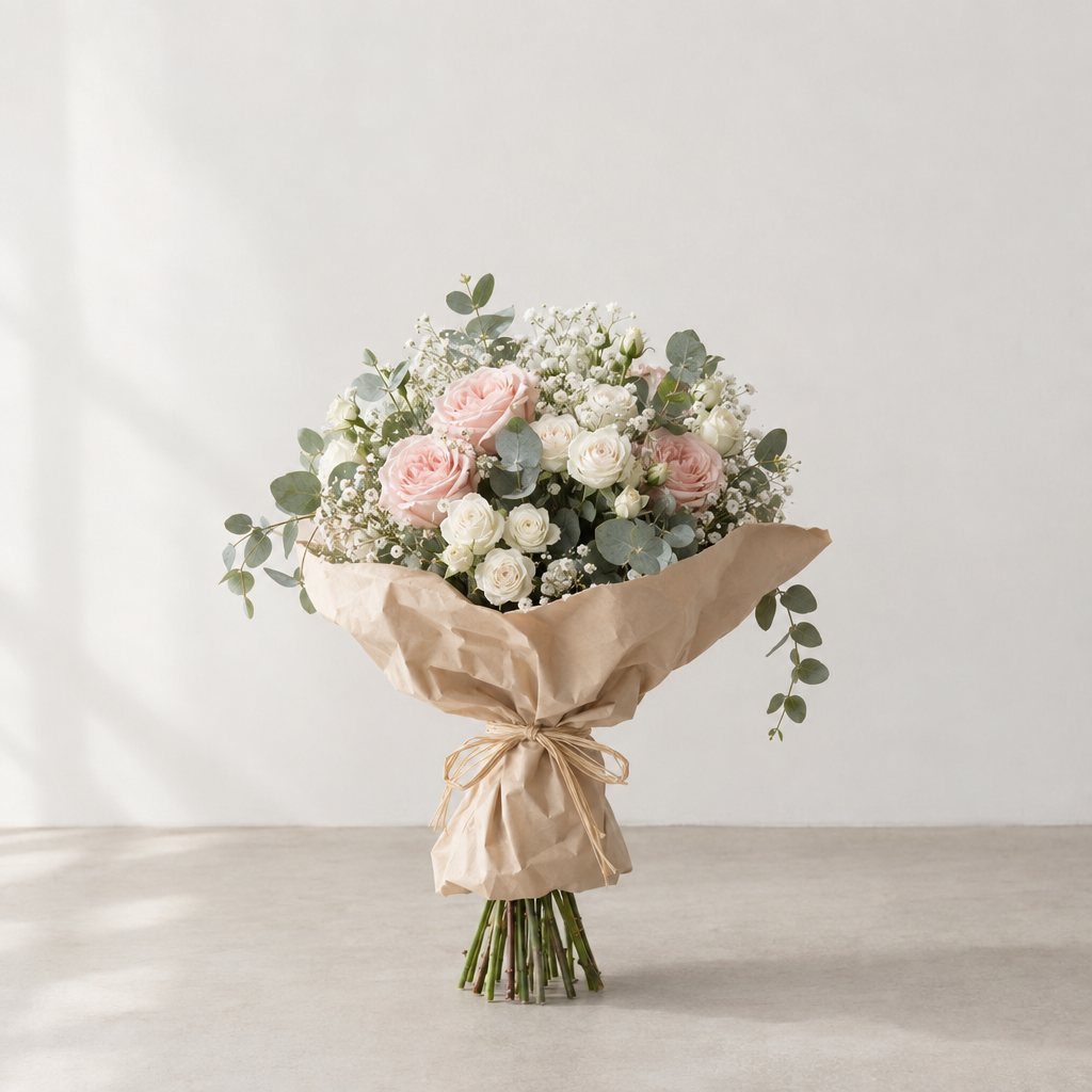 Alternative blush and eucalyptus styling